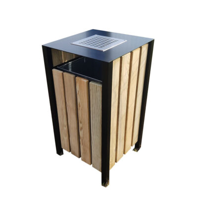 corbeille poubelle urbaine bois métal cendrier mobilier urbain
