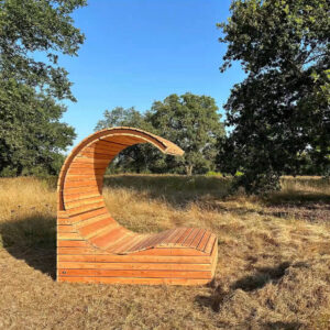 Fauteuil arrondi métal et bois